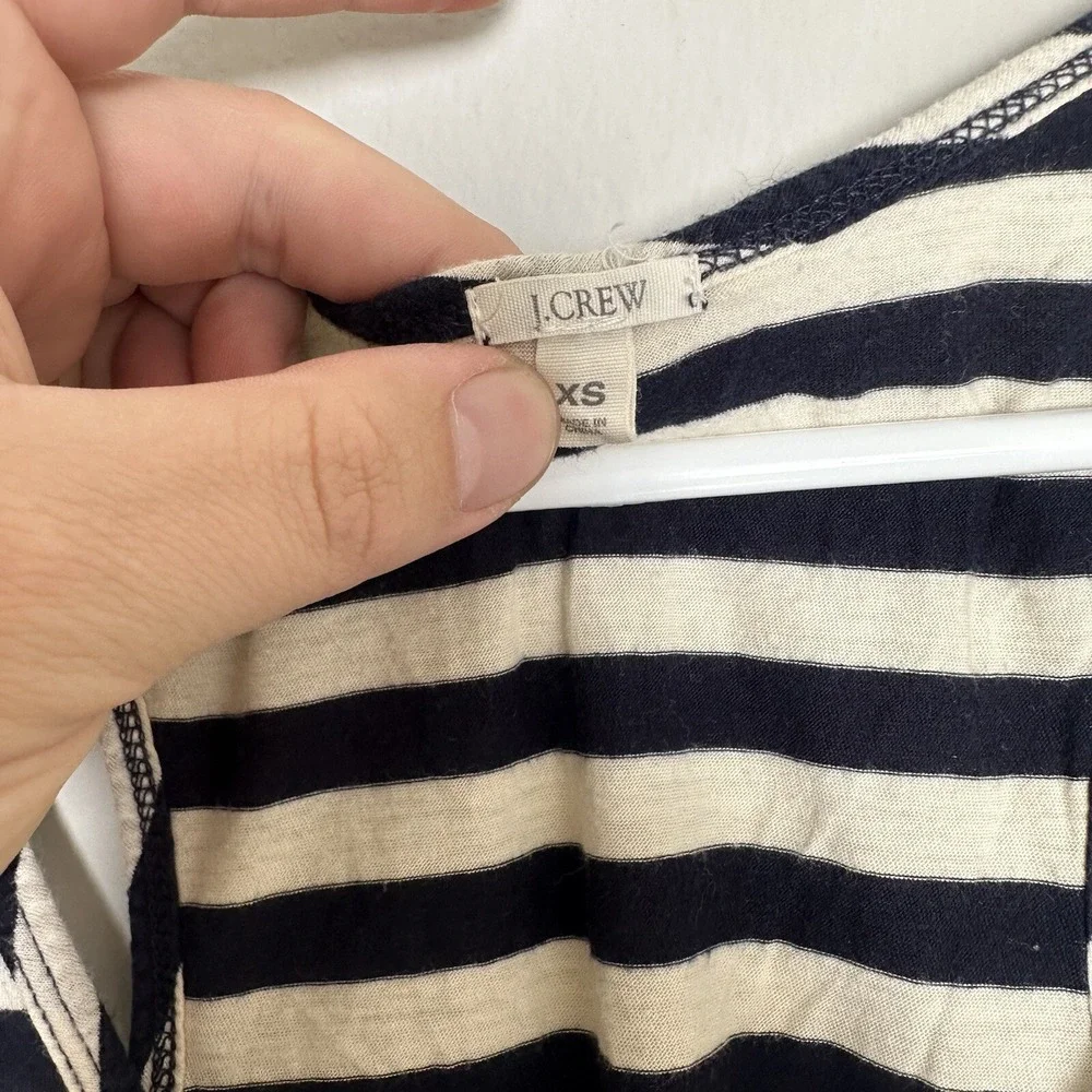 J.Crew Women's XS Striped Cotton Girlfriend Tank Top, White Navy Cotton‎